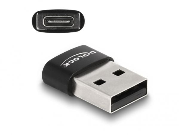 Delock - USB-adapter - USB (hann) til USB-C (hunn) - USB 2.0 - 3 V - 5 A - svart