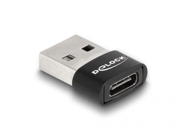 Delock - USB-adapter - USB (hann) til USB-C (hunn) - USB 2.0 - 3 V - 5 A - svart