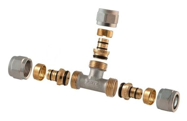 TDM BRASS DEMOUNTABLE THREADED TEE 1445E 18X18X18