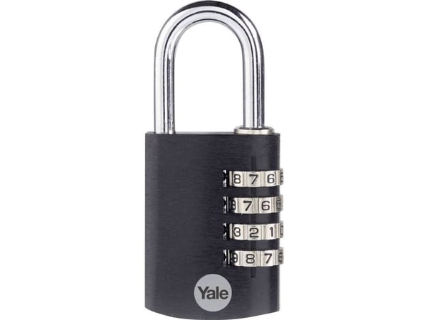Yale YE3CB/38/131/1/BK, Konventionellt hänglås, Kombinationslås, Svart, Gjuten aluminium, U-format, 1 styck