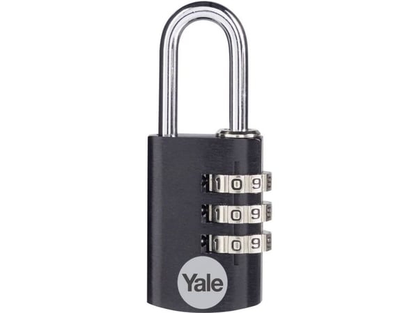 Yale YE3CB/20/121/1/BK, Tradisjonell, Kombinasjonslås, Svart, Aluminium, Stål, U-formet