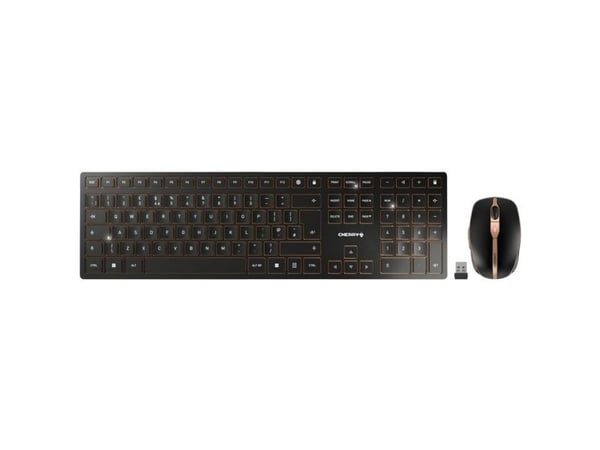CHERRY DW 9100 SLIM, RF Wireless + Bluetooth, QWERTY, Musta, Sisältää hiiren