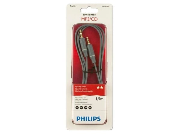 Philips SWA4522S - Lydkabel - minitelefon stereo 3,5 mm hann til minitelefon stereo 3,5 mm hann - 1,5 m - skjermet