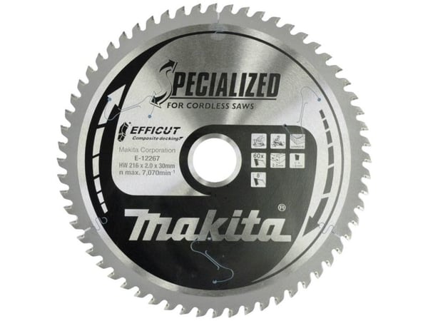 Makita E-12267, Plast, Træ, 21,6 cm, 3 cm, 7070 rpm, 2 mm, Makita