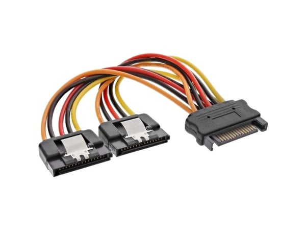 InLine 29683C, 2 x SATA 155-pin, SATA 15-pin, 0,3 m, Hankjønn, Hunkjønn, Rett