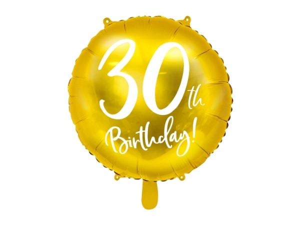 PartyDeco FB24M-30-019-KARTON, Gull, Hvit, Rund, Folie, Bursdag, Engelsk, 50 stykker