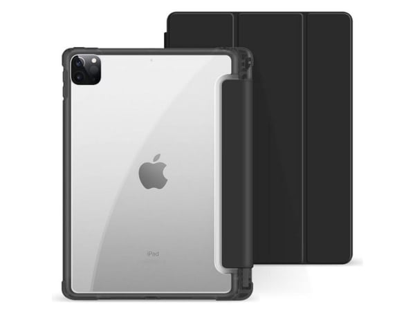 eSTUFF - Skjermdeksel for nettbrett - termoplast-polyuretan (TPU), polykarbonat - svart, gjennomsiktig - 10.2" - for Apple 10.2-inch iPad (7. gener...