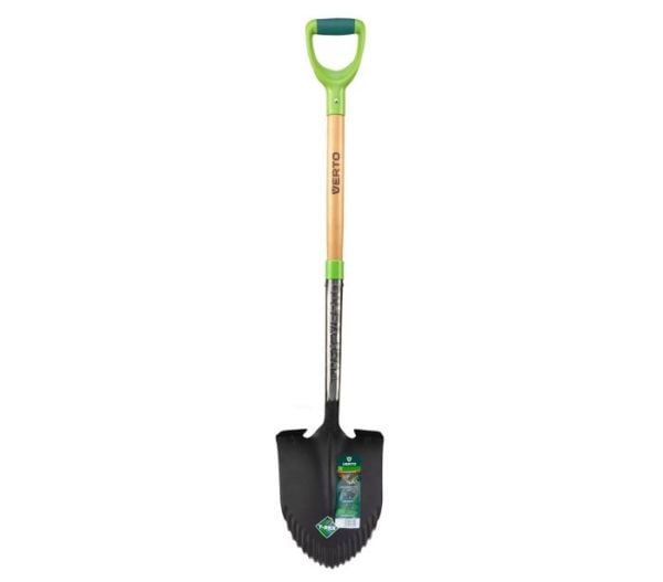 Verto 15G001, Spade, Sort, Grønn, Tre, Round point, Ergonomisk, D-formet, 29 cm
