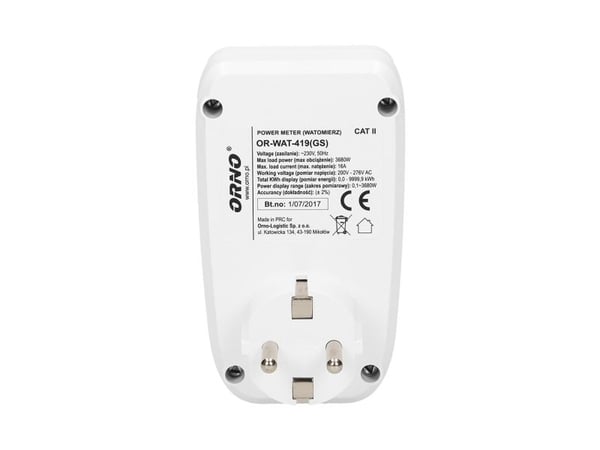 ORNO OR-WAT-419(GS), Hvit, 200 - 276 W, LCD, Knapper, 63 mm, 75 mm