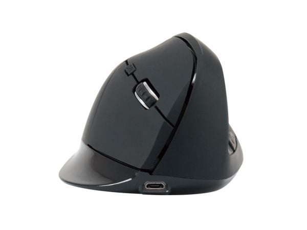Conceptronic LORCAN03B ERGO - Vertikal mus - ergonomisk - høyrehendt - optisk - 6 knapper - trådløs - Bluetooth 5.2 - svart