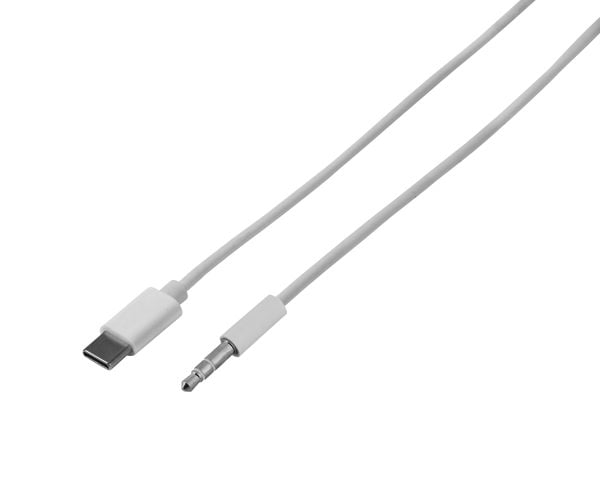 Vivanco ACVVUSBC10W, 3.5mm, Hankjønn, USB Type-C, Hankjønn, 1 m, Hvit