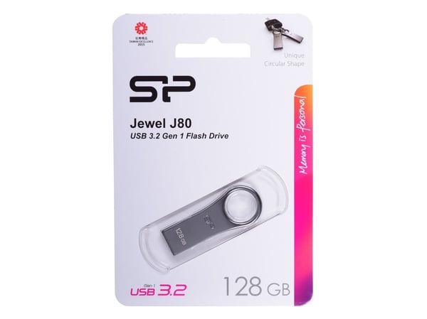 SILICON POWER Jewel J80 - USB-flashstasjon - 128 GB - USB 3.0 - sølv, titan