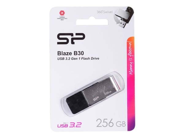SILICON POWER Blaze B30 - USB-flashstasjon - 256 GB - USB 3.1 Gen 1 - svart