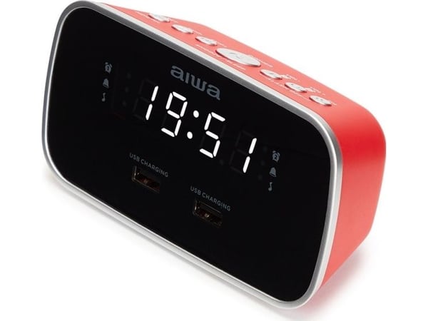 Aiwa CRU-19RD, Digital vekkerklokke, Rektangel, Rød, 12 timers, FM, 87,5 - 108 MHz