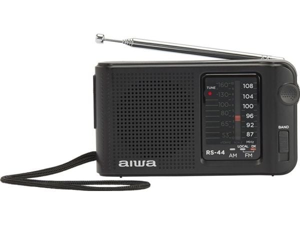 Aiwa RS-44, Kannettava, Analoginen, AM, FM, 3,5 mm, Musta, Rotaatio