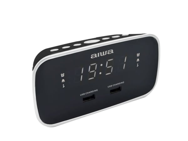Aiwa CRU-19BK, Digital väckarklocka, Rektangel, Svart, 12 timmar, FM, 87,5 - 108 MHz