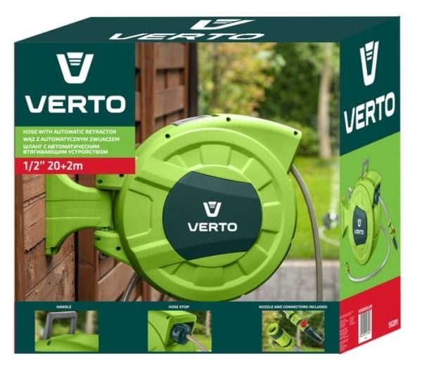 Verto 15G891, Väggmonterad rulle, Automatisk, Grön, Plast, Väggmonterad, Polyvinylklorid (PVC)