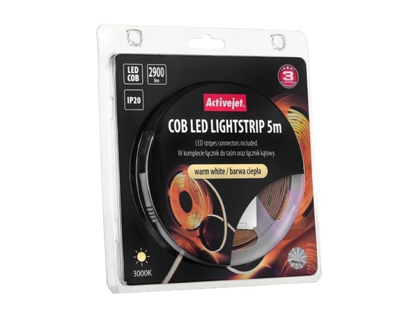 Activejet AJE-COB 5m ciep, Universal lyslist, Innendørs, IP20, Varm hvit, 2900 lm, 30 W