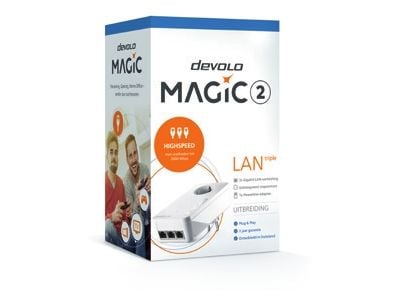 devolo Magic 2 LAN triple - Bro 1GbE, HomeGrid - veggpluggbar