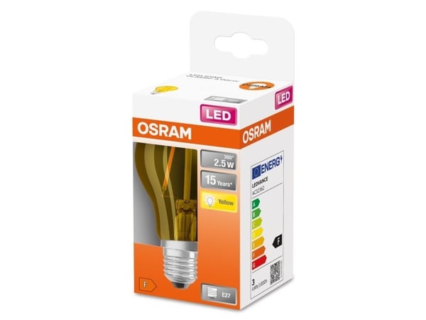 Osram STAR, 2,5 W, 23 W, E27, 235 lm, 15000 h, Keltainen
