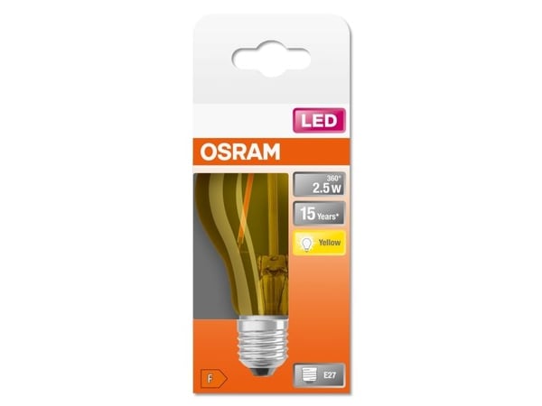 Osram STAR, 2,5 W, 23 W, E27, 235 lm, 15000 h, Keltainen