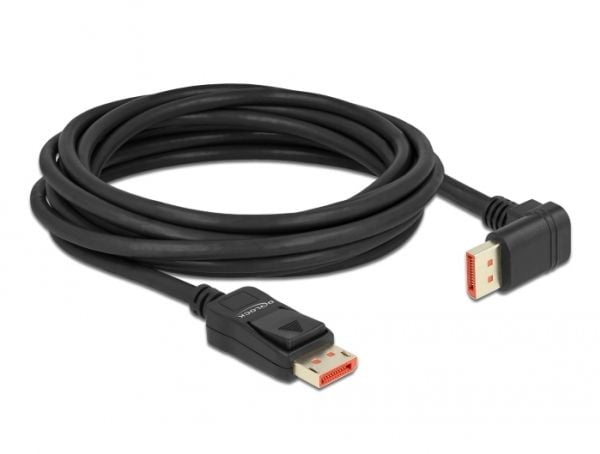 Delock - DisplayPort-kabel - DisplayPort (hann) vinklet til DisplayPort (hann) låsing - DisplayPort 1.4 - 5 m - 8 K 60 Hz (7680 x 4320) støtte - svart