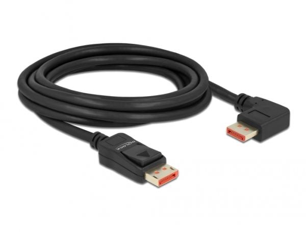Delock DisplayPort-kaapeli uros suora uros 90° oikeaan kulmaan 8K 60 Hz 3 m