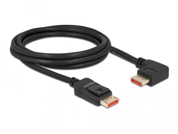 Delock DisplayPort-kaapeli uros suora uros 90° oikeaan kulmaan 8K 60 Hz 2 m
