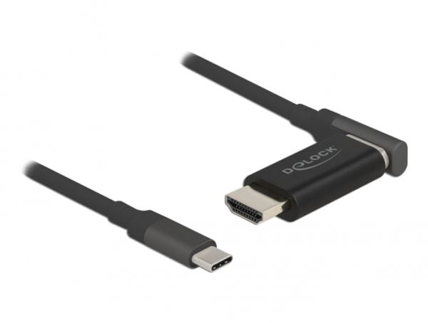 Delock - Adapterkabel - USB-C hann til HDMI hann vinklet, avtakbar og magnetisk - 1.2 m - svart - støtte for 4K 60 Hz (3840 x 2160)