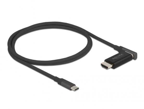 Delock - Adapterkabel - USB-C hann til HDMI hann vinklet, avtakbar og magnetisk - 1.2 m - svart - støtte for 4K 60 Hz (3840 x 2160)