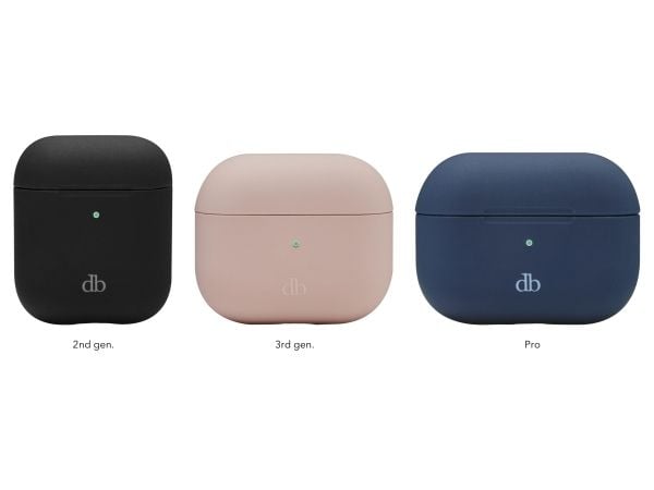 dbramante1928 Costa Rica - Eske for hodemikrotelefoner - resirkulert plast, silikon - rosa sand - for Apple AirPods with Charging Case