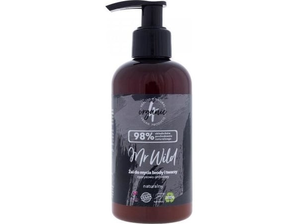 4ORGANIC Mr Wild Cypress rens for skjegg og ansikt, 200 ml 4ORGANIC Mr Wild Cypress rens for skjegg og ansikt, 200 ml