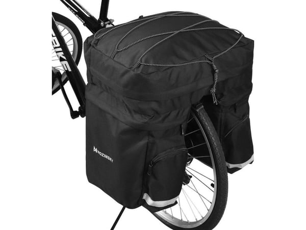 Wozinsky sykkelbag for bagasjebrett 60L romslig (regntrekk inkludert) - svart (WBB13BK)