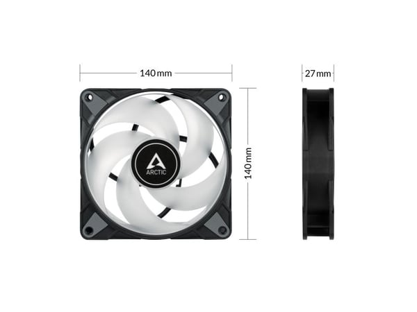 ARCTIC P14 - Kabinettvifte - 140 mm - svart (en pakke 3)