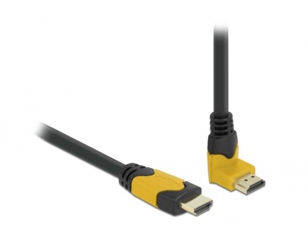 Delock - Høyhastighets - HDMI-kabel - HDMI-han rett til HDMI-hann vinklet oppover - 2 m - Svart - Dolby DTS-HD Master Audio-støtte, Dolby TrueHD-st...