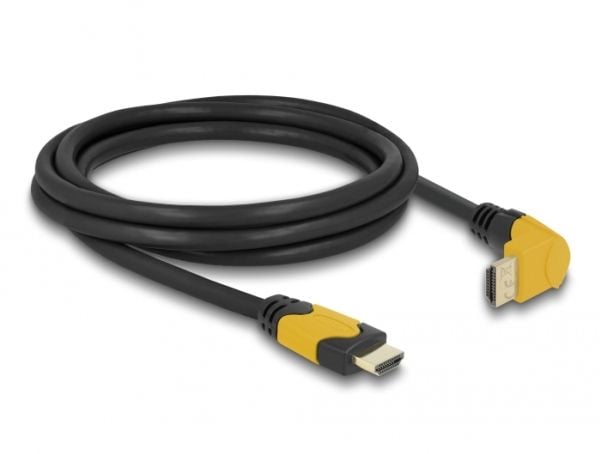 Delock - Høyhastighets - HDMI-kabel - HDMI-han rett til HDMI-hann vinklet oppover - 2 m - Svart - Dolby DTS-HD Master Audio-støtte, Dolby TrueHD-st...