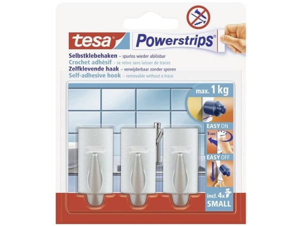TESA 57544-00010-20, Sisätila, Yleiskoukku, Harmaa, Liimateippi, 1 kg, Suorakulmio