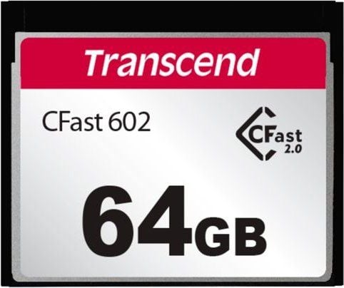 Transcend TS64GCFX602, 64 GB, CFast 2.0, 500 MB/s, 350 MB/s, Musta