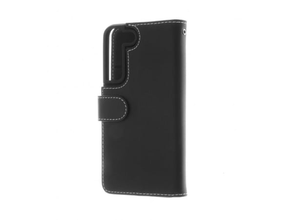 Insmat Exclusive - Lommebok for mobiltelefon - ekte skinn, termoplast-polyuretan (TPU) - svart - for Samsung Galaxy S22