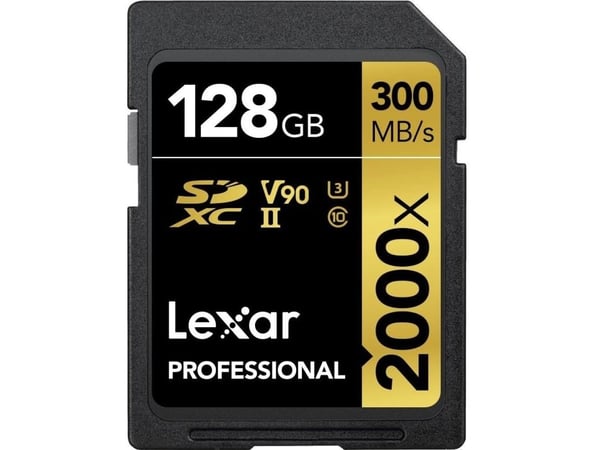 Lexar 2000x, 128 GB, SDHC, Class 10, 300 MB/s, 260 MB/s, Class 3 (U3)