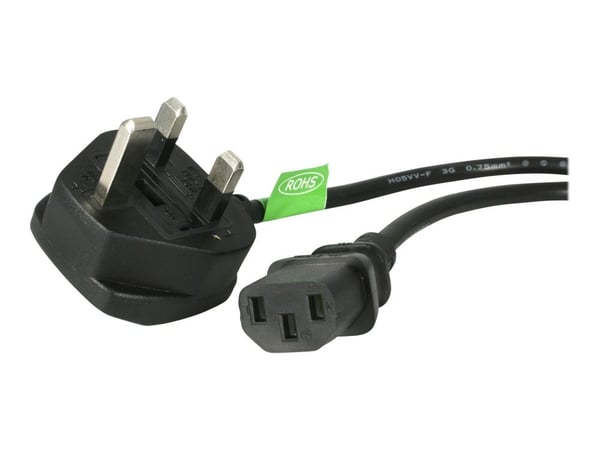 StarTech.com 10ft (3m) UK Computer Power Cable, 18AWG, BS 1363 to C13 Power Cord, 10A 250V, musta Vaihtovirtajohto, TV/Monitor Power Cable, BS 1363...