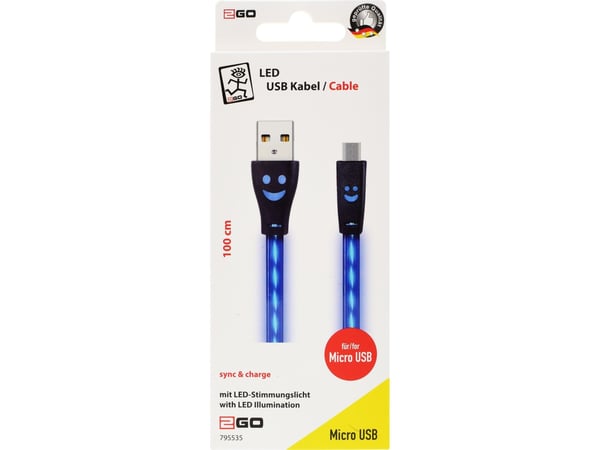 2GO 795535, 1 m, USB B, Micro-USB B, Blå