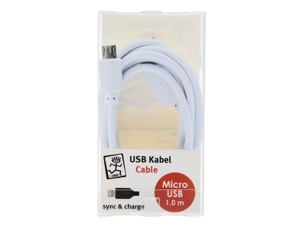 2GO 795202, 1 m, USB B, Micro-USB B, Valkoinen
