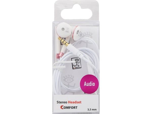2GO 795965, Kabel, Samtal/musik, Headset, Rosa, Vit