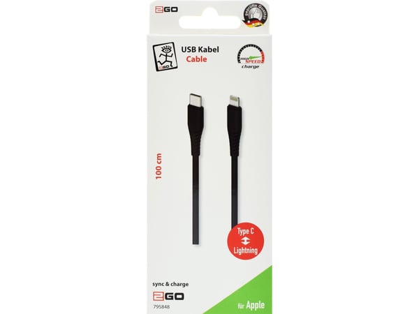2GO 795848, 1 m, USB C, Lightning, Hankjønn, Hankjønn, Hvit