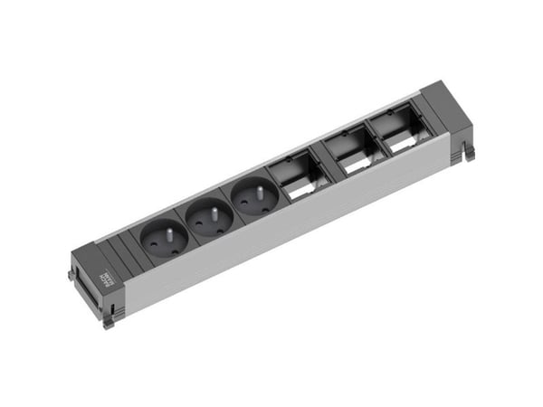 Bachmann POWER FRAME - Jatkojohto - Lähtöpistorasiat: 3 (ranskalainen / UTE) - 10 cm - Ranska - Musta, anodisoitu alumiini (916.048)