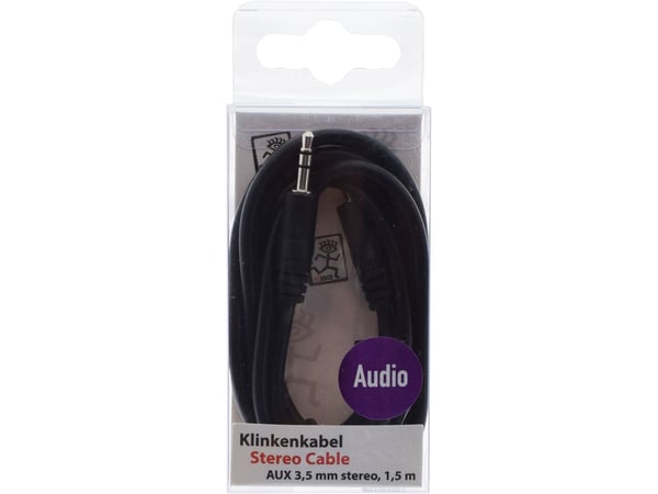 2GO 351021, 3.5mm, Hankjønn, 3.5mm, Hankjønn, 1,5 m, Sort