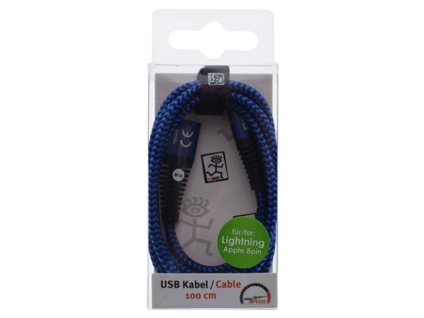 2GO 795949, 1 m, Lightning, USB B, Uros, Uros, Sininen