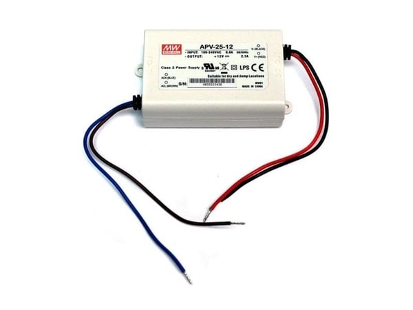 MEAN WELL APV-25-12, Hvit, 90 - 264 V, 47 - 63 Hz, 84 mm, 29,5 mm, 57 mm