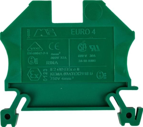 Shumee skinklämma 2-ledare 4 mm² grön EURO 43409GR